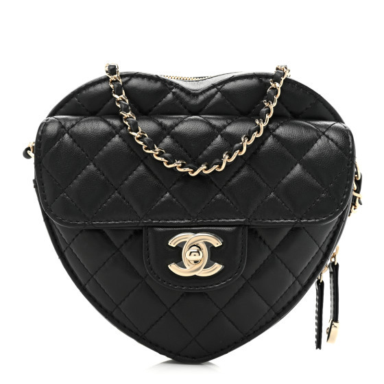 Lambskin Quilted CC In Love Heart Bag Black | FASHIONPHILE (US)