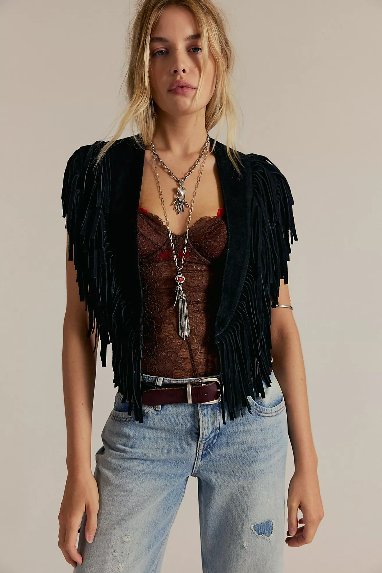Understated Leather Wide Eyes Suede Fringe Collar | Free People (Global - UK&FR Excluded)