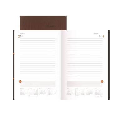 One-Day-Per-Page Planning Notebook, 9 x 6, Dark Brown/Orange Cover, 12-Month (Jan to Dec): 2026 | Target