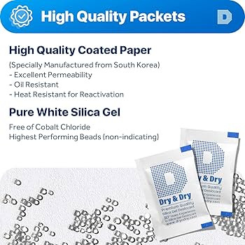 Dry & Dry 2 Gram [50 Packets] Silica Gel Packets Desiccants, Silica Packets - Rechargeable Silica... | Amazon (US)