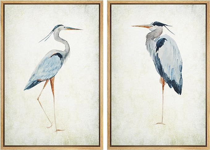 MUDECOR Framed Canvas Print Wall Art Heron Bird Illustrations Modern Art Decorative Bohemian Colo... | Amazon (US)