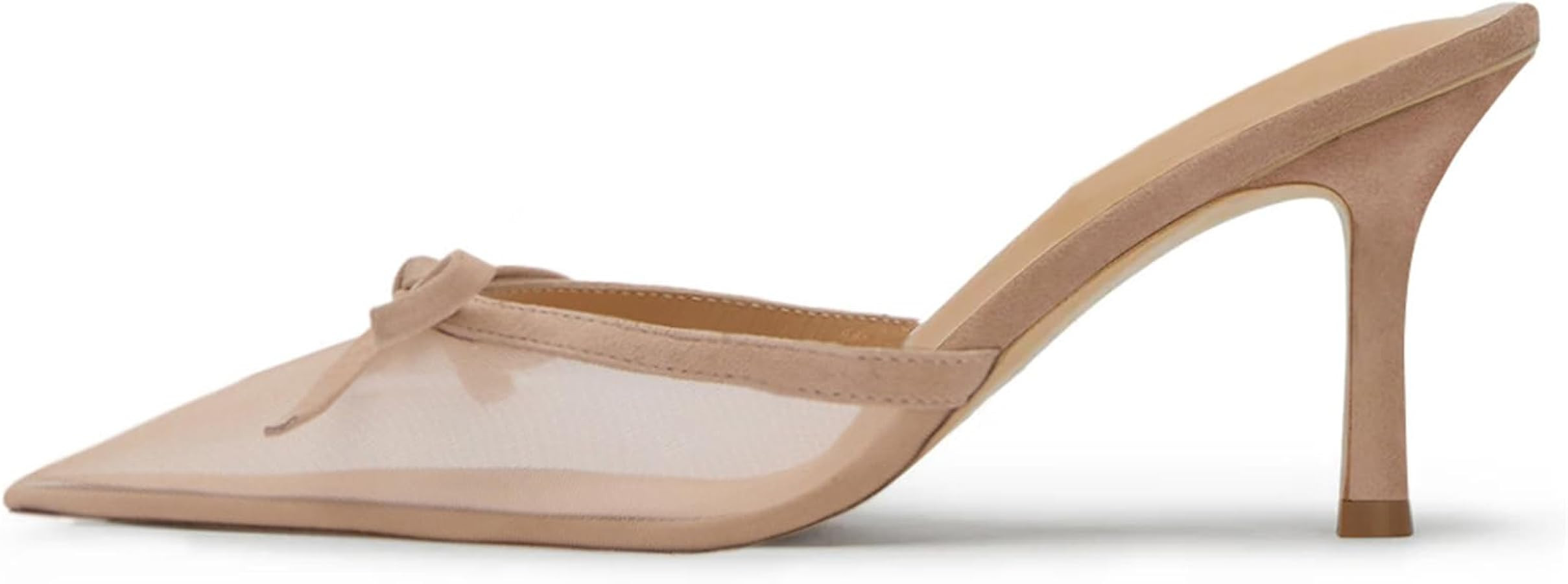 Caradise Mesh Heels for Women Bow Tie Closed Pointed Toe Slip On High Heel Stilettos Mules Sexy B... | Amazon (US)