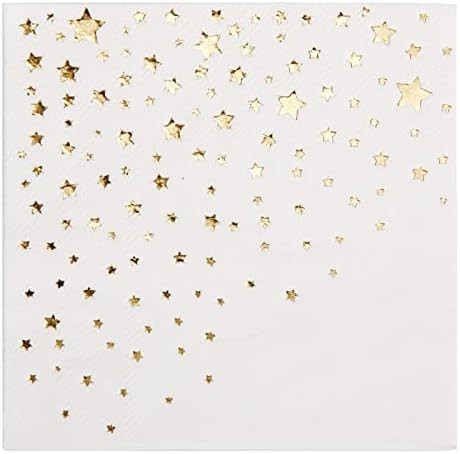 Stylish Gold Cocktail Napkins, 100 Disposable Paper Napkins, 5x5 Inch Gold Star Napkins, 3 Ply Na... | Amazon (US)