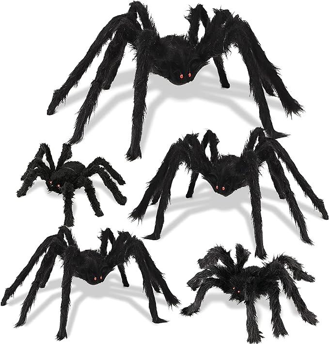 Large Spiders Halloween Giant Spider Decorations with Big Spiders Halloween Fake Scary Spider Web... | Amazon (US)