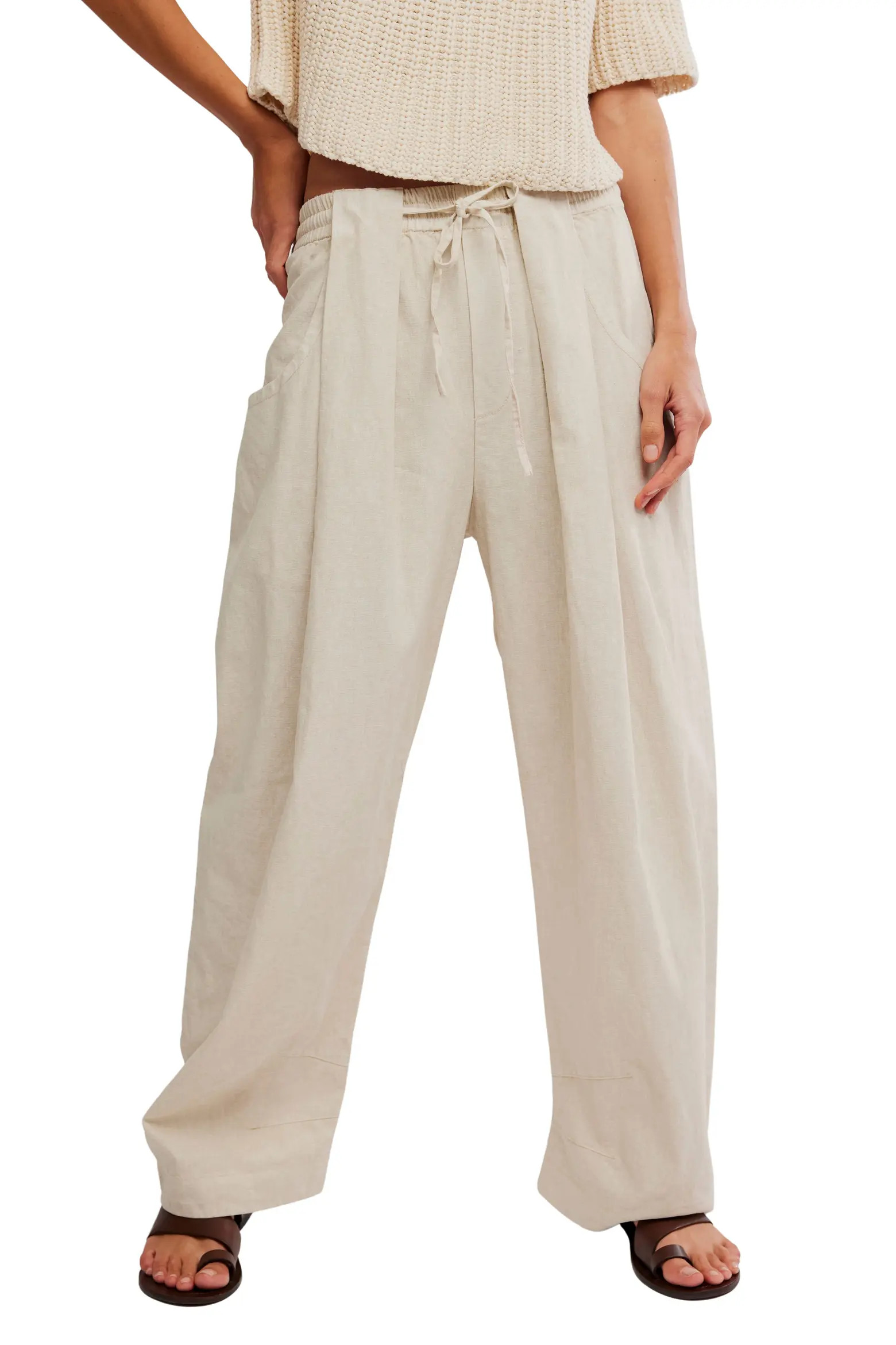 Free People Chambers Drawstring Linen & Cotton Pants (Women) | Nordstrom | Nordstrom