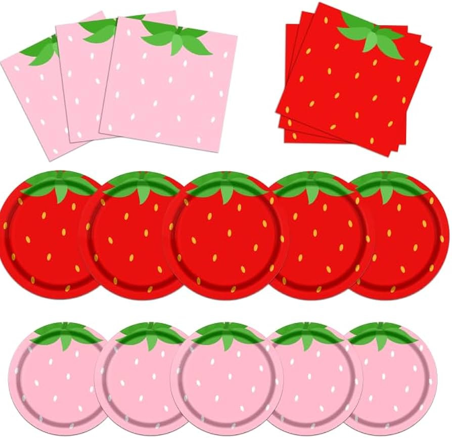 Dydamud Strawberry Party Tableware Set, Strawberry Plates Napkins, Summer Fruit Party Decoration ... | Amazon (US)