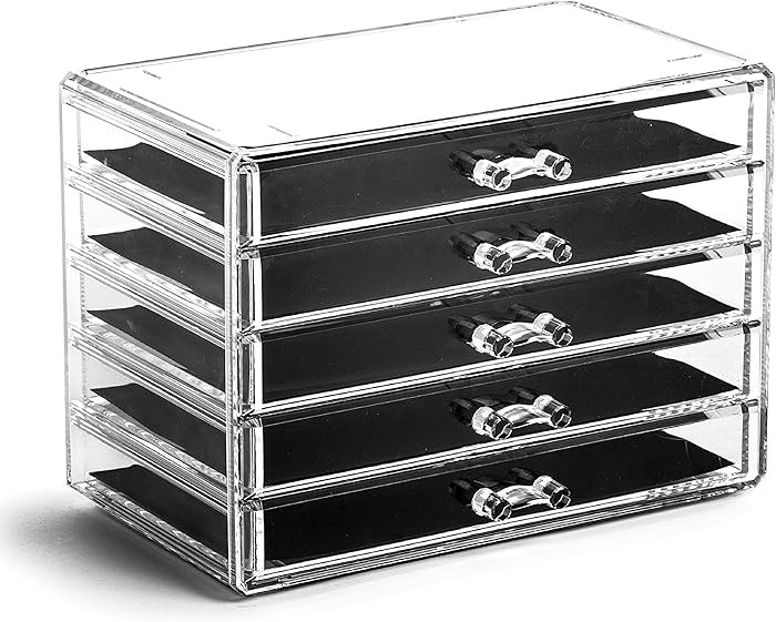 Amazon.com: BINO THE MANHATTAN SERIES Acrylic Makeup Drawer Organizer- 5 Drawers | Clear Beauty O... | Amazon (US)