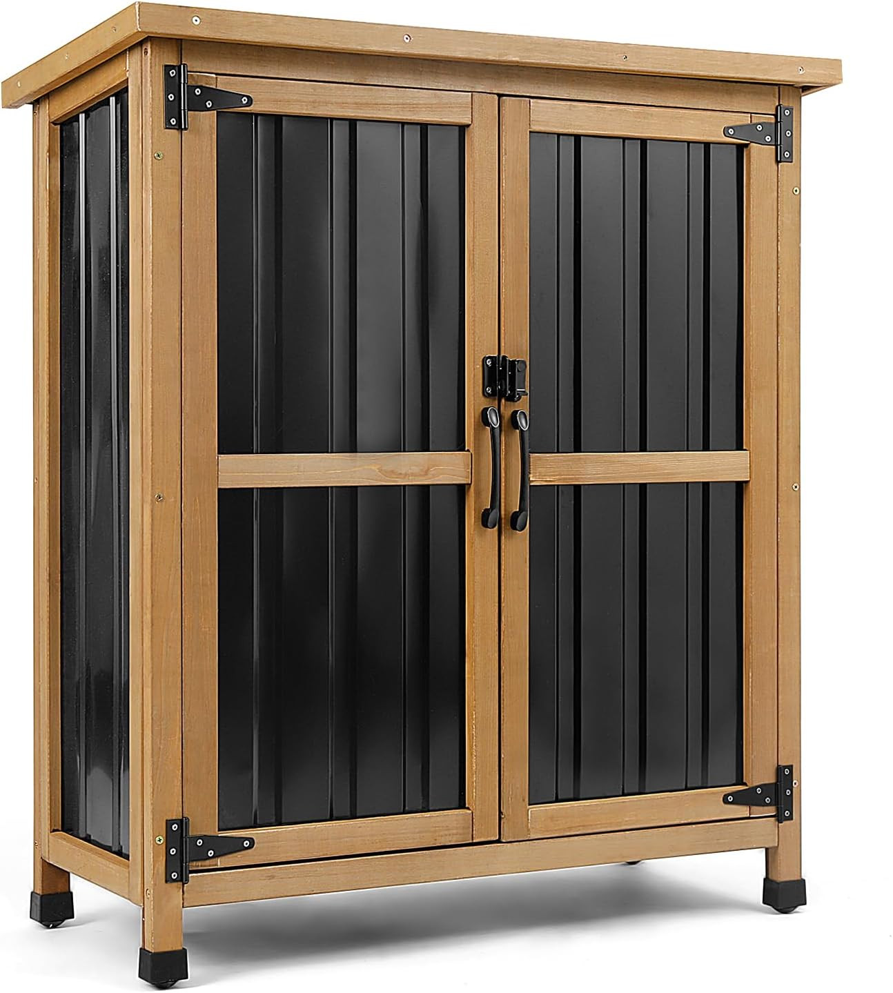 PetsCosset Weatherproof Outdoor Storage Cabinet with Lockable Doors, Wood & Metal Garden Storage ... | Amazon (US)