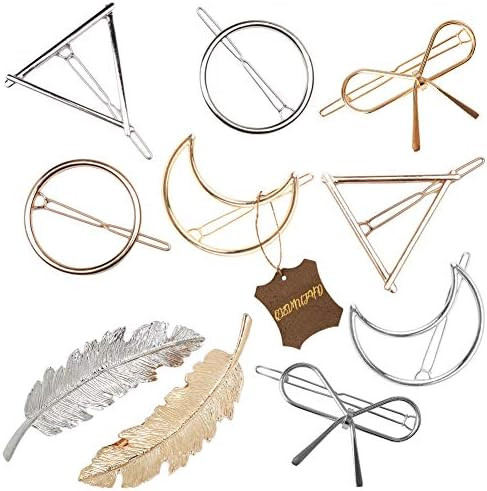 Gold Silver Minimalist Hair Clips Dainty Feather Hollow Hair Clips Set Feather Hair Pins Geometri... | Amazon (US)