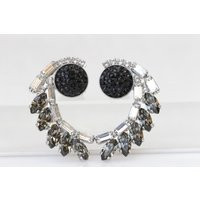 Gray Black Earrings, Gray Evening Earring, Earrings, Cluster Stud Silver Black Statement Woman Formal Jewelry | Etsy (US)