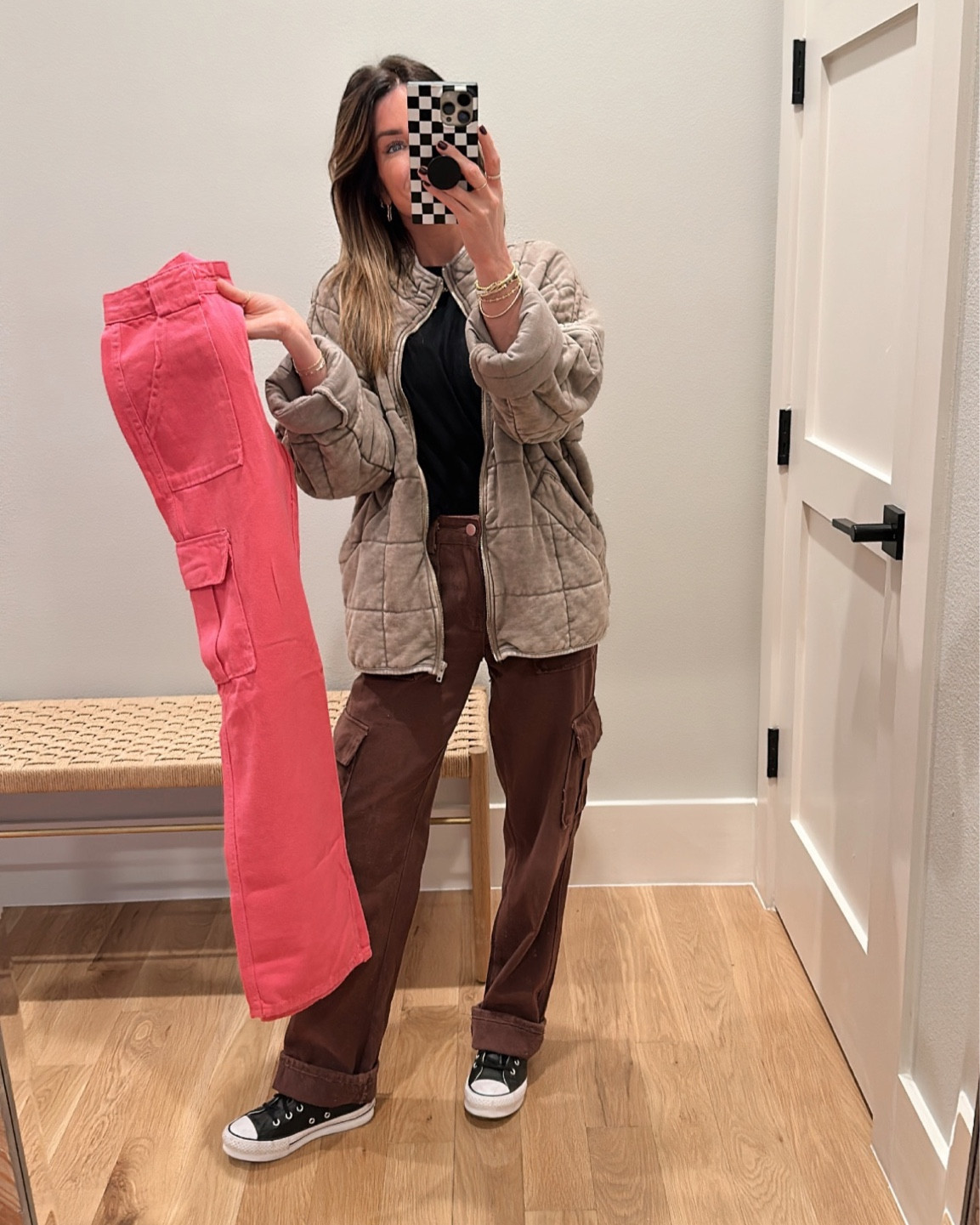 Size xs in Amazon cargo pants, size small in Target tee. Size Small in jacket.  



#LTKunder50 #LTKstyletip