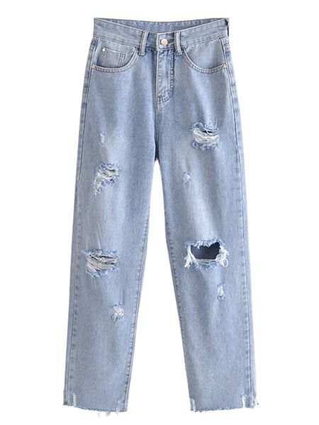 'Michaela' High-waisted Distressed Jeans | Goodnight Macaroon