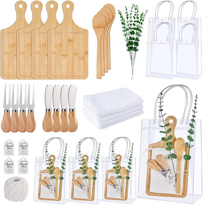 Baby Shower Prizes for Game Winners Bamboo Cheese Board Spoon Fork Butter Spreaders Plaid Towel T... | Amazon (US)