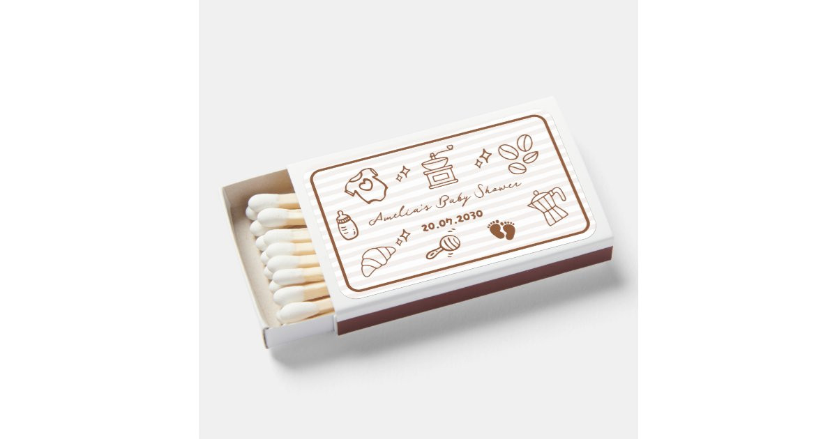 Simple Baby Is Brewing Doodle Coffee Baby Shower Matchboxes | Zazzle | Zazzle