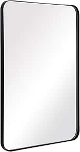 ANDY STAR Wall Mirror for Bathroom, 24x36 Inch Black Bathroom Mirror, Stainless Steel Metal Frame... | Amazon (US)