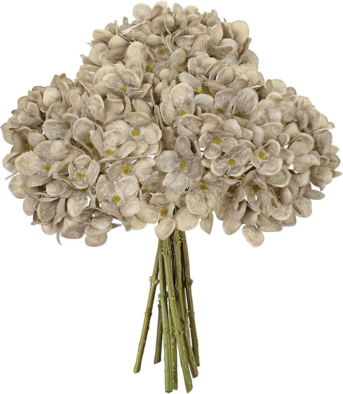 9 Pcs Coffee Fall Hydrangea Artificial Flowers for Decoration | Amazon (US)