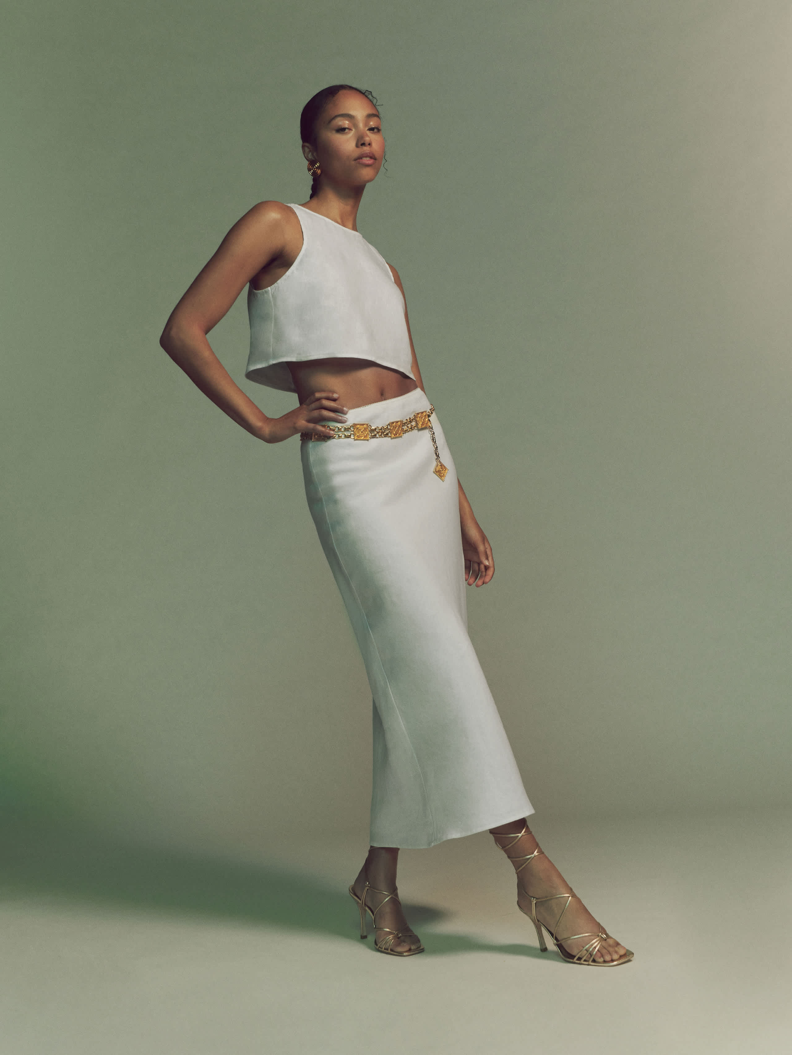 Reformation Petites Layla Linen Skirt Ivory SP | Reformation (Global)