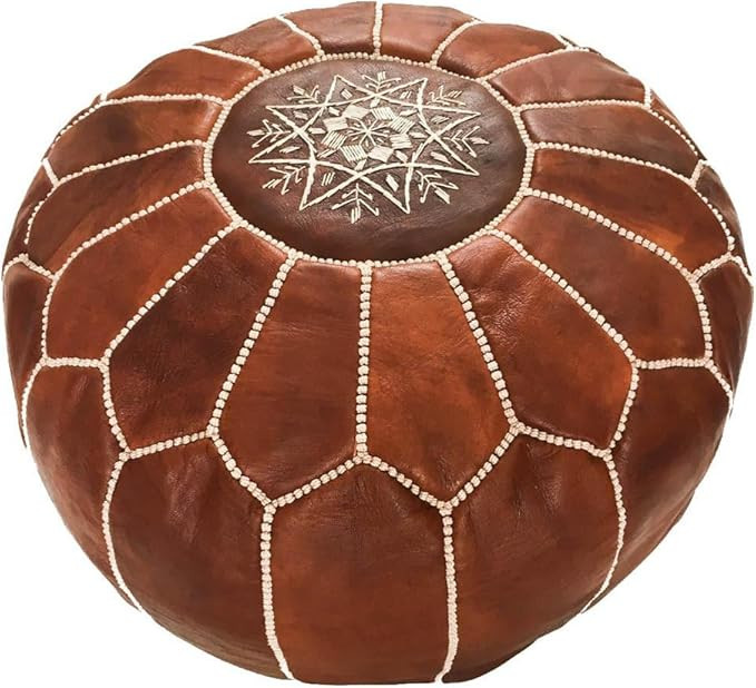 Marrakesh Gallery Moroccan Pouf - Genuine Goatskin Leather - Bohemian Living Room Decor - Hassock... | Amazon (US)