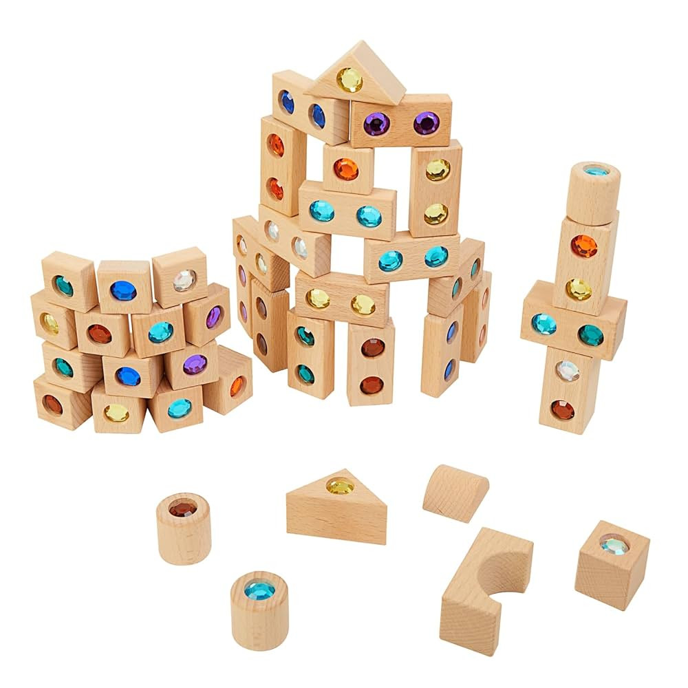 Excellerations Wooden Gem Blocks - Set of 50 with Tray | Amazon (US)
