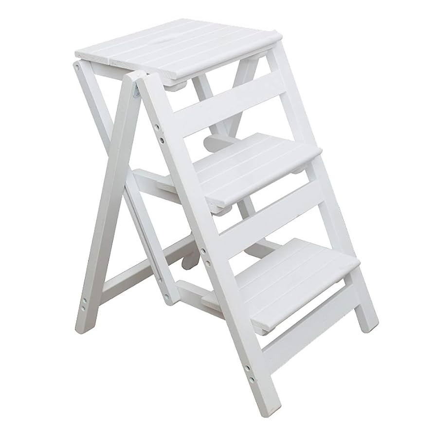 KINGBO Step Stool for Adults/Step Ladder/Counter Chair, 3-Step Folding Portable Wooden Step Stool... | Amazon (US)