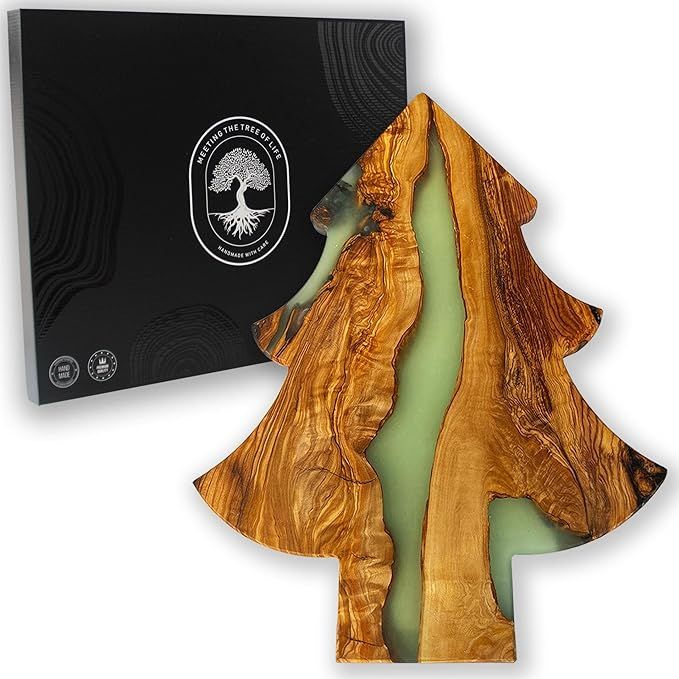 DESIGNIUM Handmade Olive Wood Cheese Board with Resin, Charcuterie Boards & Serving Tray, Wooden ... | Amazon (US)