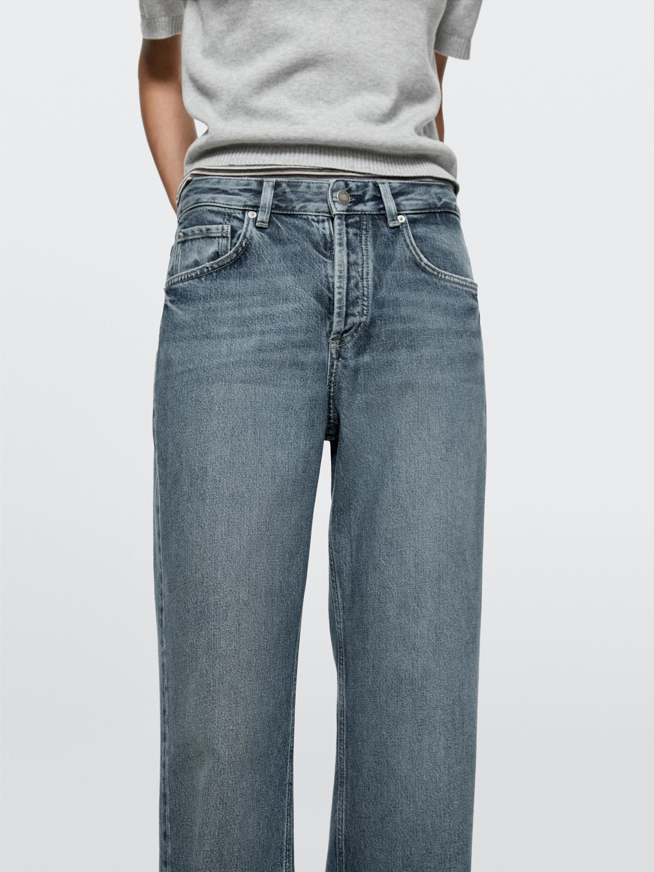 Mid-rise wide-leg jeans | Massimo Dutti UK