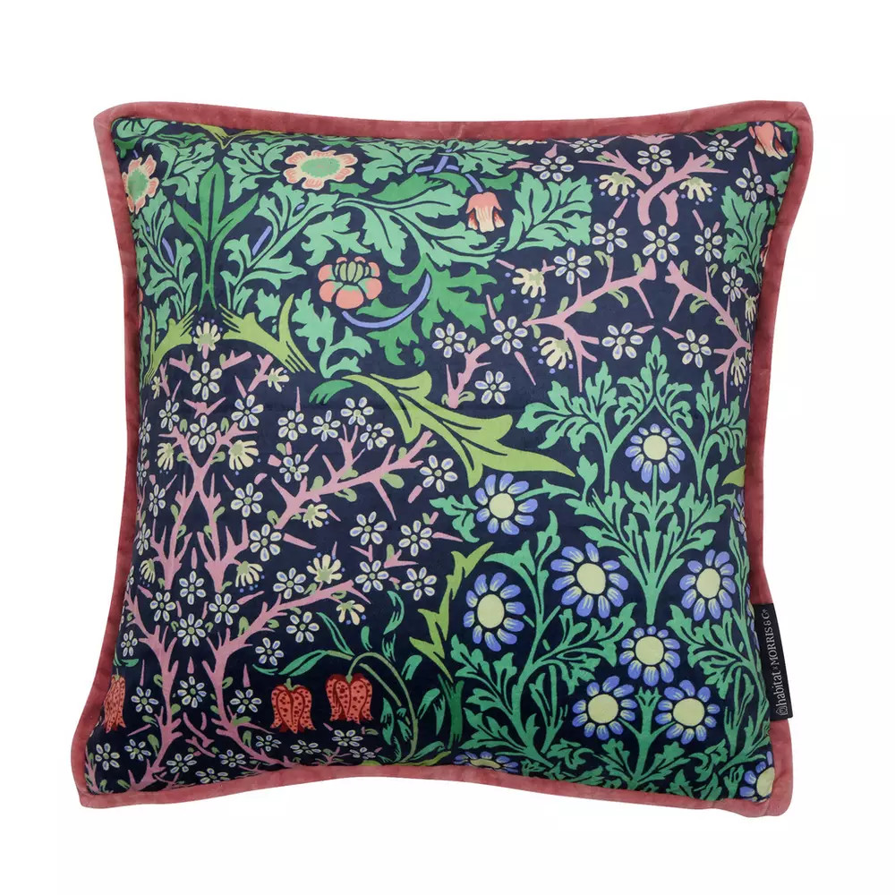 Buy Habitat x Morris & Co. Blackthorn Cushion - Green - 43x43cm | Cushions | Habitat | Habitat UK