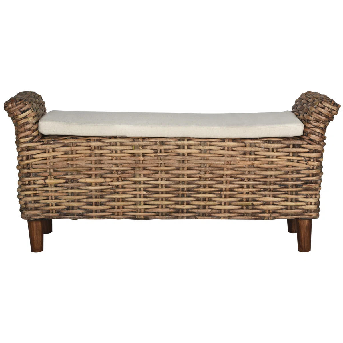 Stylish Upholstered Bench with Organic Woven Mango Wood & Durable Kretes Plant Fiber Design for H... | Wayfair North America