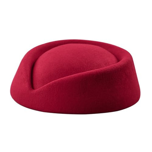 ZARSIO Stewardess Hat Felt Air Hostesses Pillbox Hat Teardrop Fascinator Base Sweet Design (Red) | Amazon (US)
