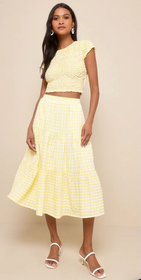 Cheerful Perfection Yellow Gingham Smocked Two-Piece Midi Dress

#LTKFindsUnder100
