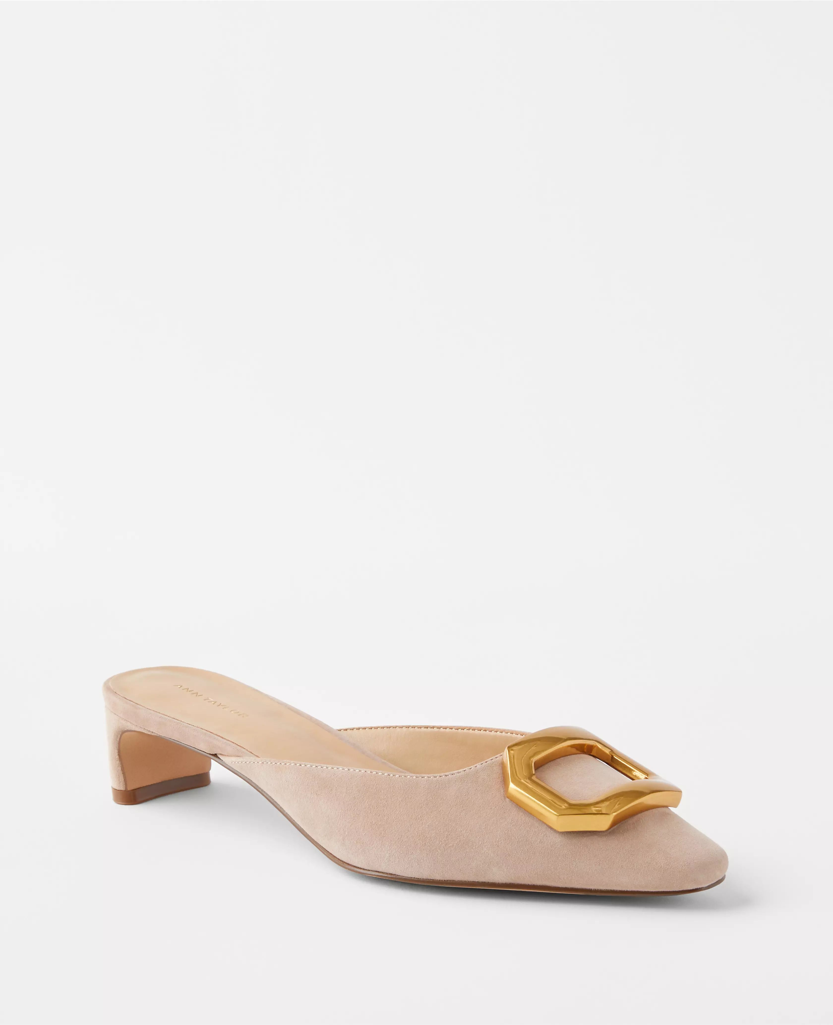 Suede Buckle Mule Pumps | Ann Taylor (US)