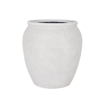 allen + roth Round 16.25-in W x 16.25-in L White Stone Outdoor Self Watering Planter | Lowe's