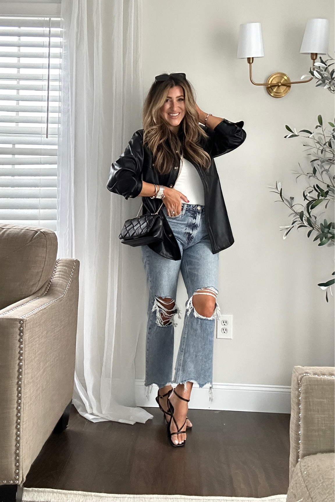 OBsessed with this look! Use code LAUREN25XO for 25% OFF (limited time). Perfect winter to spring outfit, date night outfit idea and edgy spring look. 

Wearing small in shacket, med in bodysuit and TTS in jeans. 

Tap photos to shop and follow for more! Xx

#LTKtravel #LTKSpringSale #LTKstyletip
