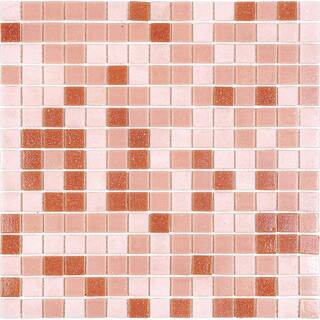 Mingles 12 in. x 12 in. Glossy Peach Pink Glass Mosaic Wall and Floor Tile (20 sq. ft./case) (20-pack) | The Home Depot
