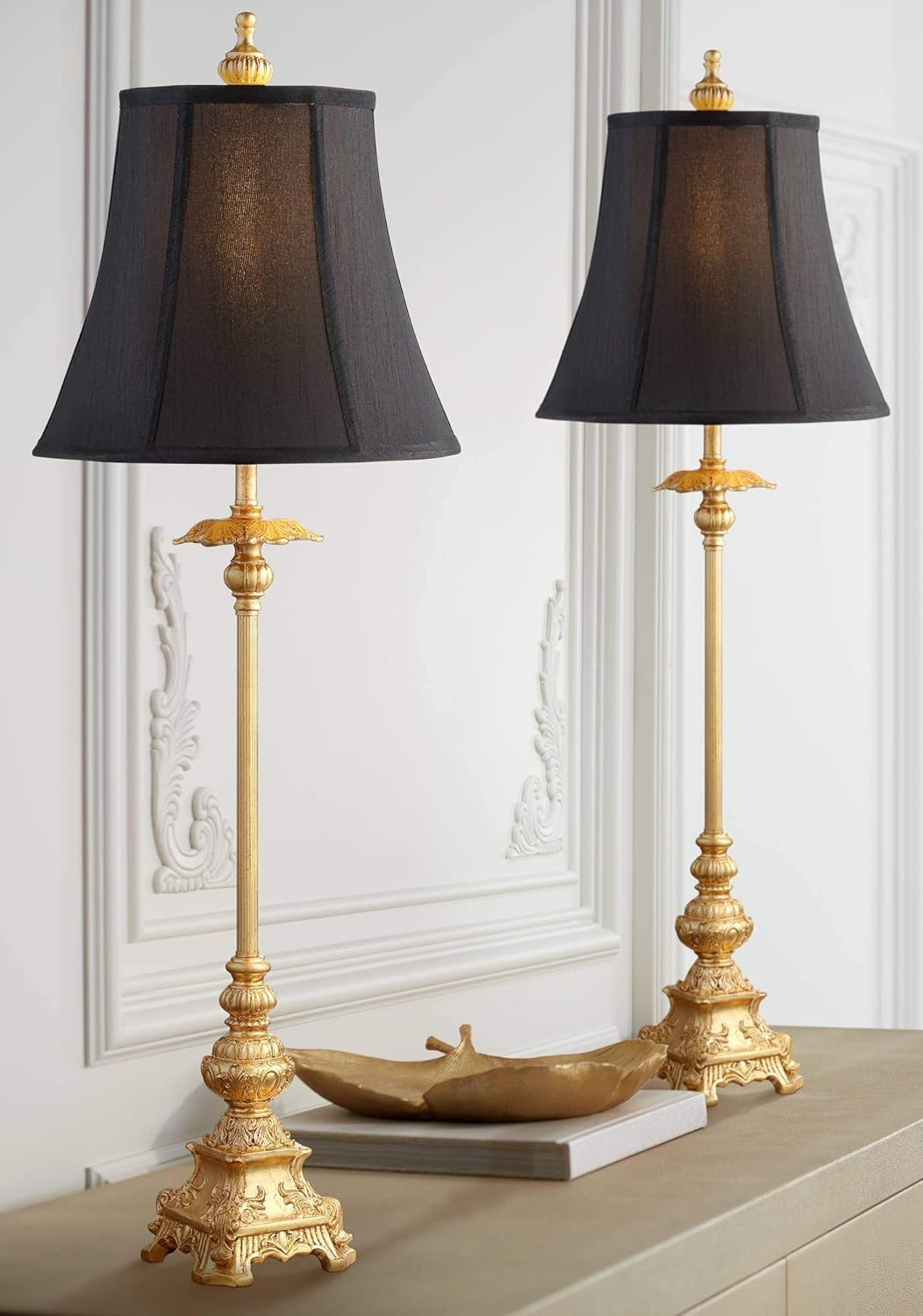 Juliette Traditional French Country Buffet Table Lamps 36.5" Tall Set of 2 Glam Luxury Style Gold... | Amazon (US)
