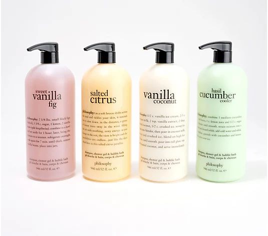 philosophy sweet & salty 4 piece 32oz shower gel Auto-Delivery - QVC.com | QVC