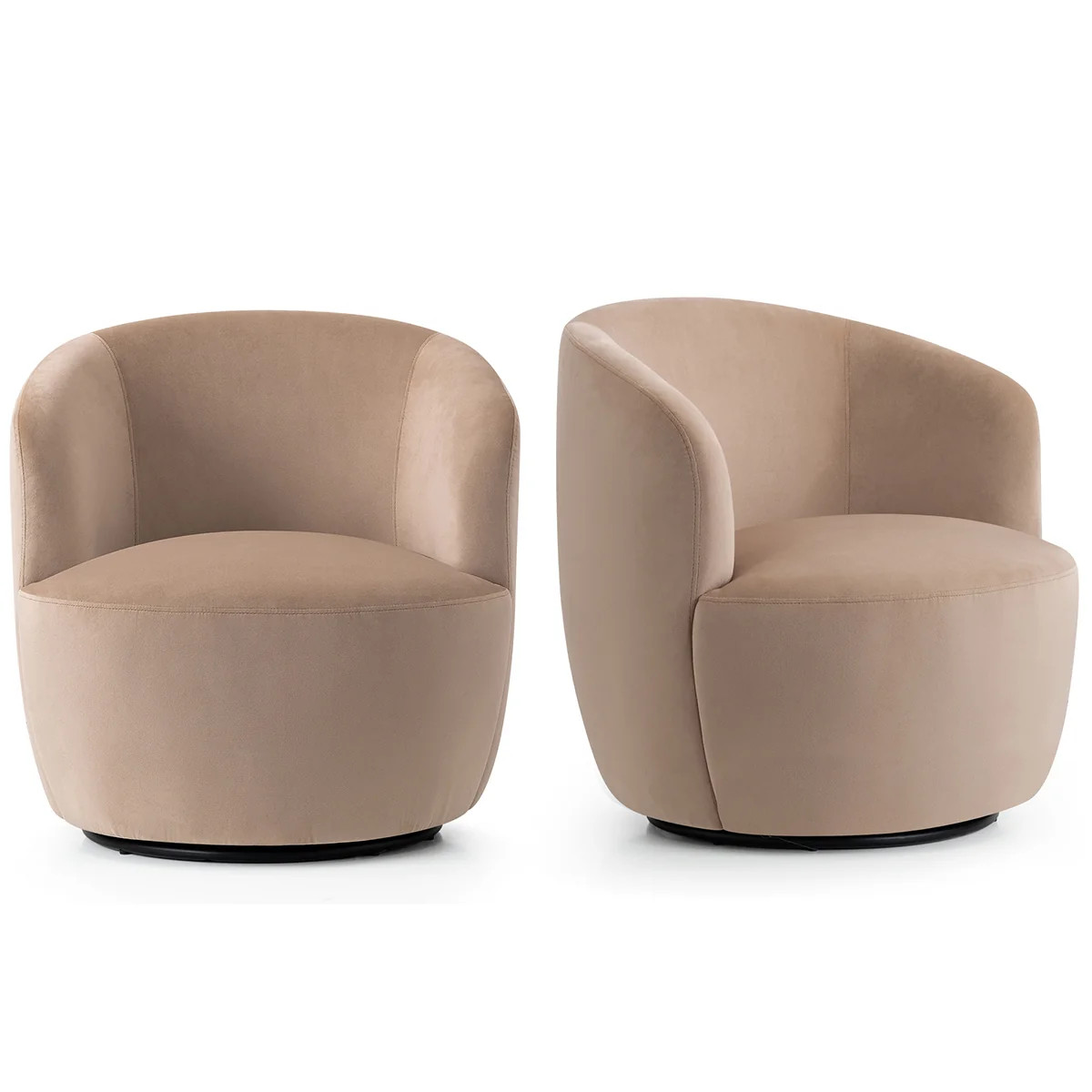 Bella Modern Small Velvet Swivel Barrel Chair (1-Piece) | Pop Maison
