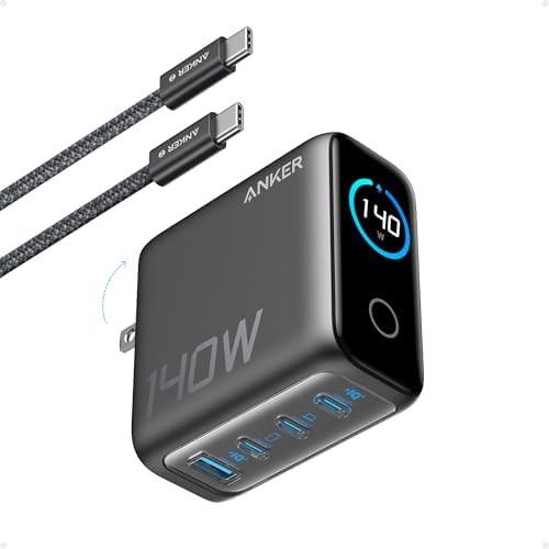 Anker MacBook Pro Charger,140W Max 4-Port GaN USB C Charger Block with Smart Display,Fast Charger... | Amazon (US)