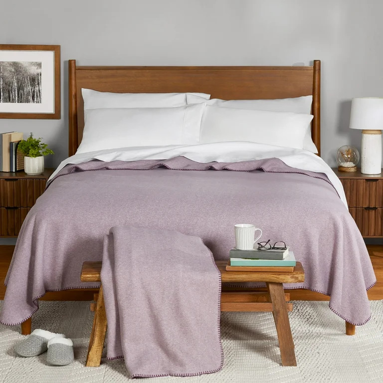 Mainstays Super Soft Hazy Purple Fleece Bed Blanket, King | Walmart (US)