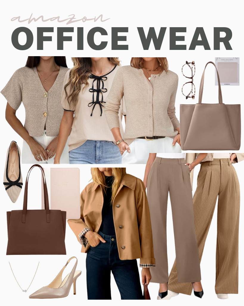 Looking for outfit inspiration For the Office?

Check out this stylish combo: the tie-front puff short-sleeve top with NIMIN high-waisted work pants, plus comfortable pointed-toe knit flats. Don't forget a chic work tote bag with zip compartments to keep your essentials organized. 

 #LTKSeasonal #LTKSaleAlert #LTKTravel