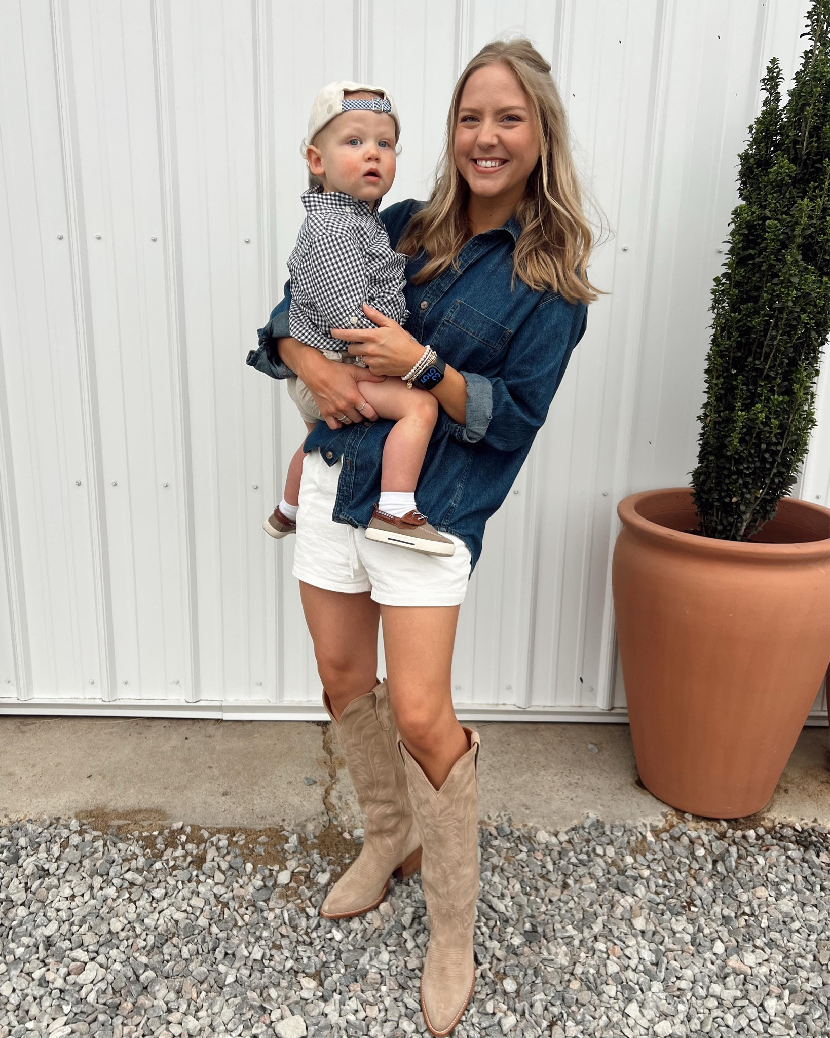 My 🩵 outside of my body!
Easy mom outfit 
Toddler boy outfit 
Baby gap 
Toddler ootd denim top 
Tecova boots outfit
Denim top outfit 
White linen shorts outfit

#LTKootd #LTKSaleAlert #LTKmomlife