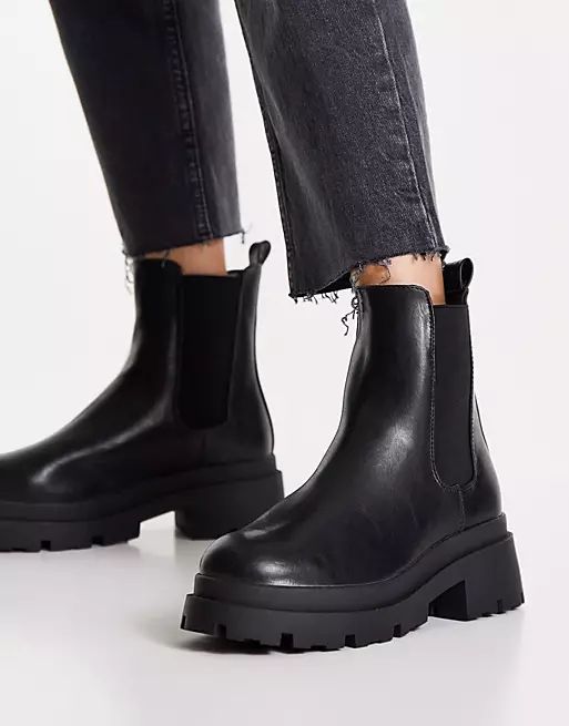 ASOS DESIGN Archer chunky chelsea boots in black | ASOS (Global)