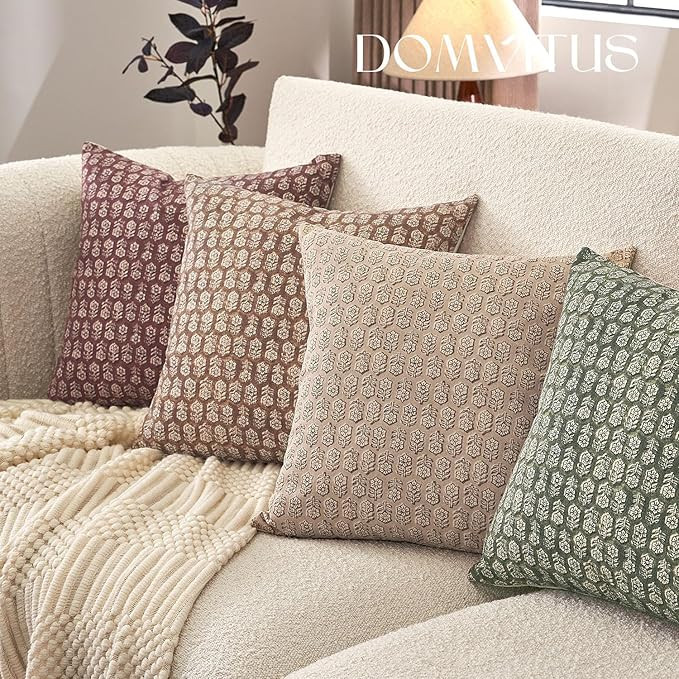 DOMVITUS Floral Pillow Covers, 18x18 Pillow Cover, Couch Pillows for Living Room, Decorative Farm... | Amazon (US)
