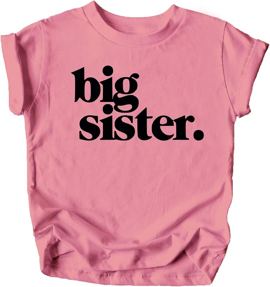 Bold Big Sister Colorful Sibling Reveal Announcement T-Shirt for Baby and Toddler Girls Sibling O... | Amazon (US)