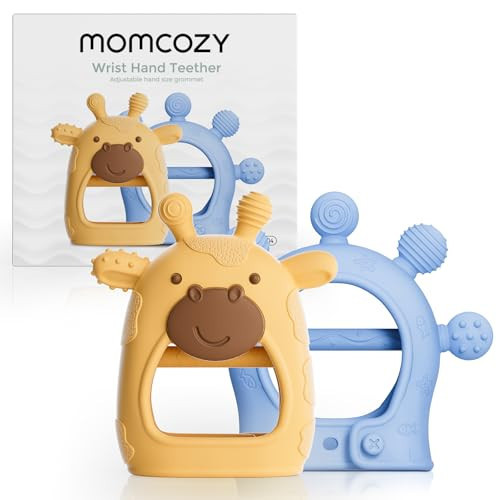 Momcozy Baby Teether Toys | Food Grade Silicone Teething Relief 0-6 Months | Toy 6-12 Months | Baby Essential | Yellow and Blue | Amazon (US)