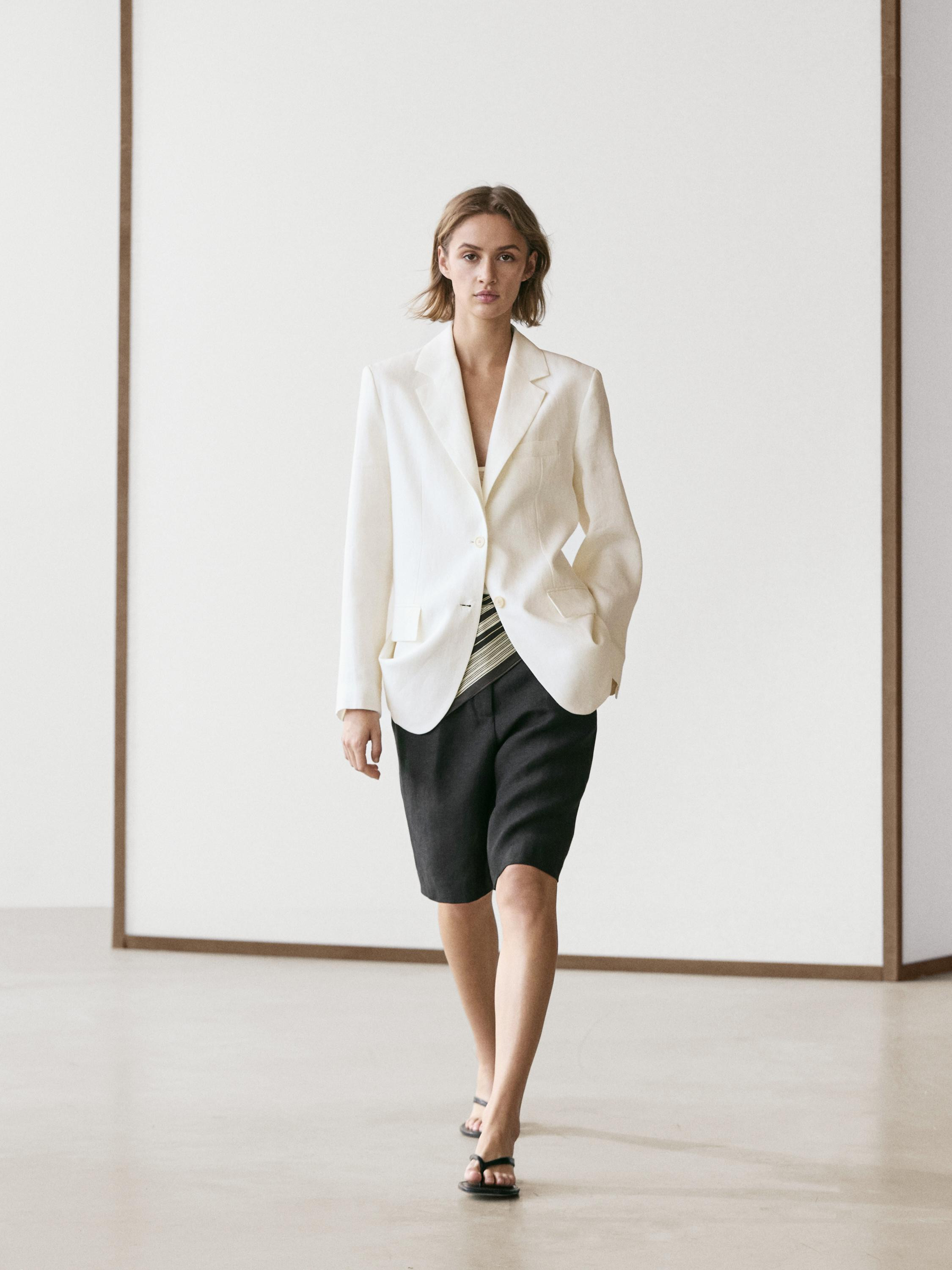 Long linen Bermuda shorts | Massimo Dutti UK