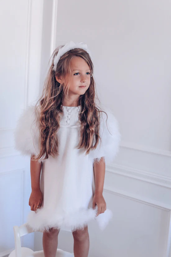 Ella Knit White Feather Dress | petite maison kids