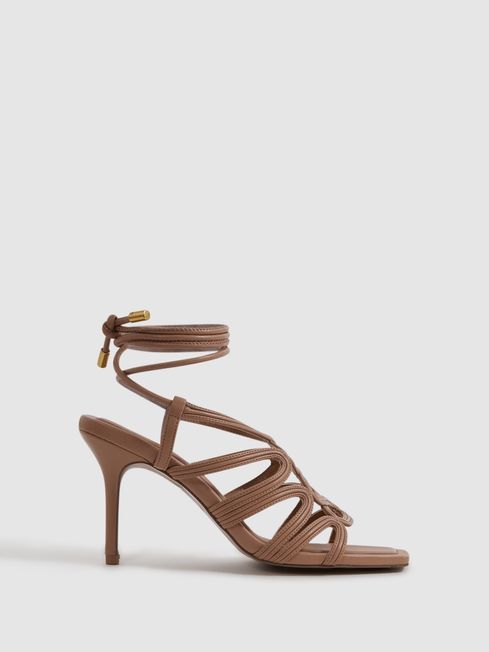Reiss Nude Keira Strappy Open Toe Heeled Sandals | Reiss US