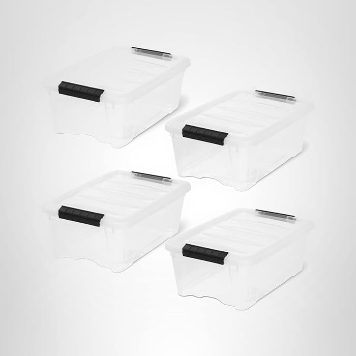 IRIS USA 4-Pack Storage Bins with Lids, 13 Quart, Made in USA Stackable See-Through Organizing So... | Amazon (US)