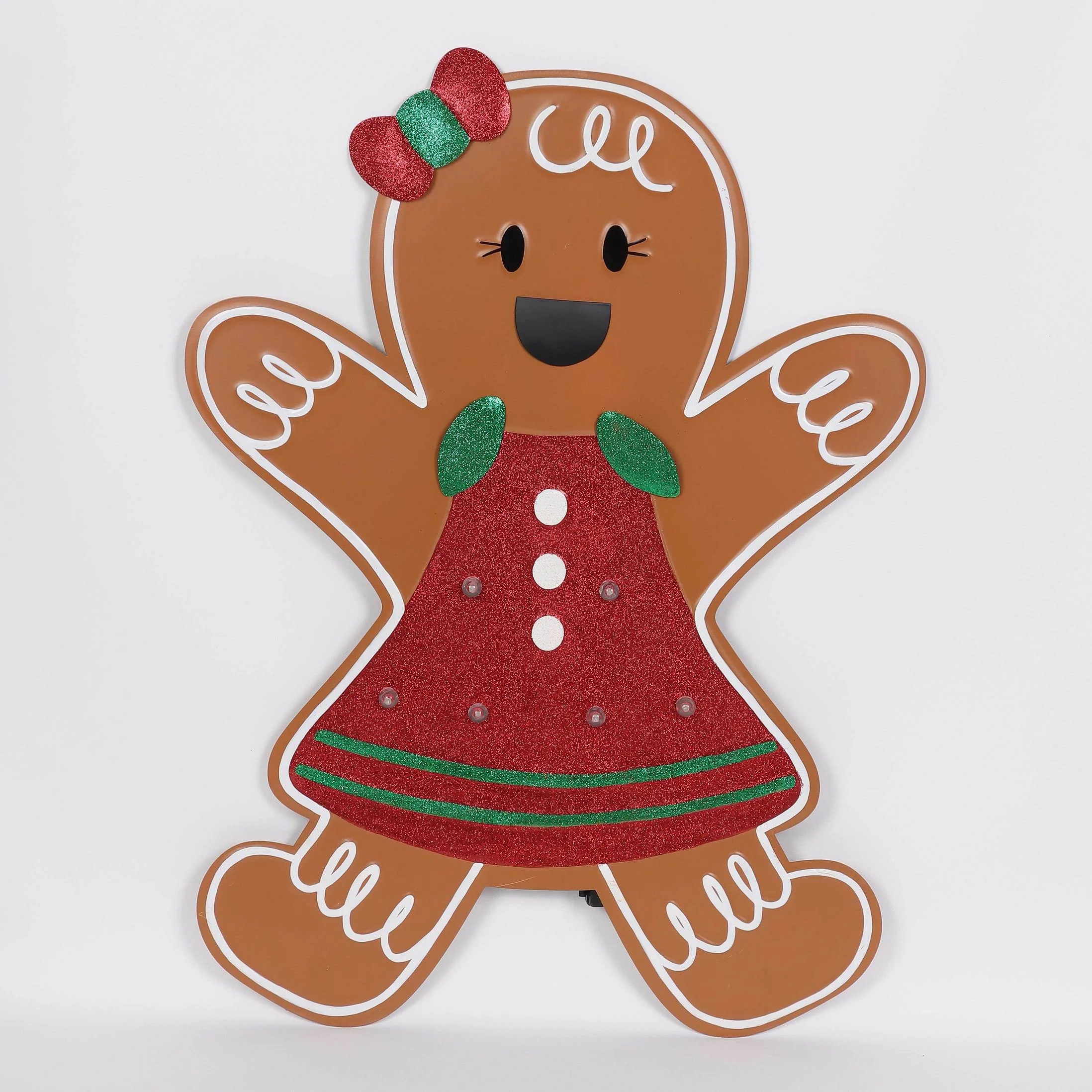 Metal Light-Up Gingerbread Girl Indoor/Outdoor Christmas Yard Stake Decoration, Multicolor, 36", ... | Walmart (US)